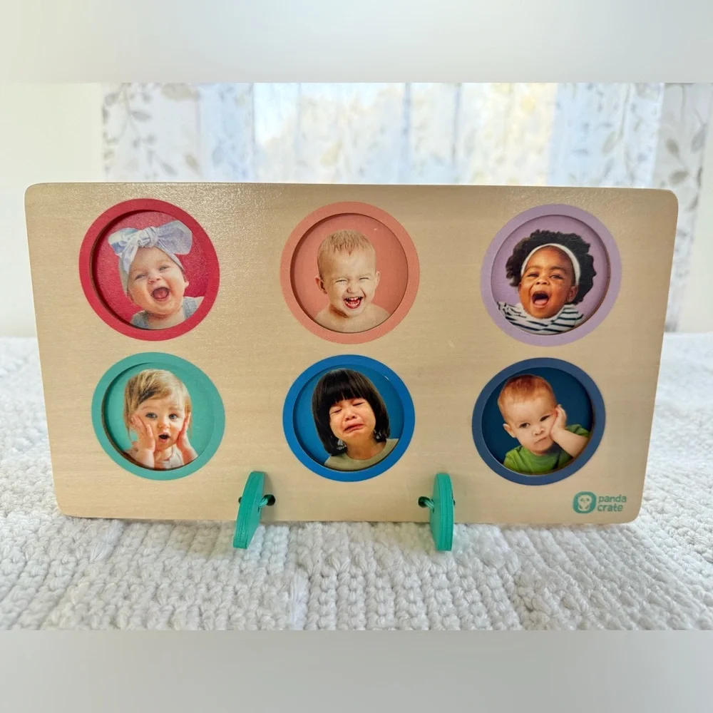 Kiwi Co Panda Crate Emotions Faces Game Wooden Pucks Montessori Learning Tool